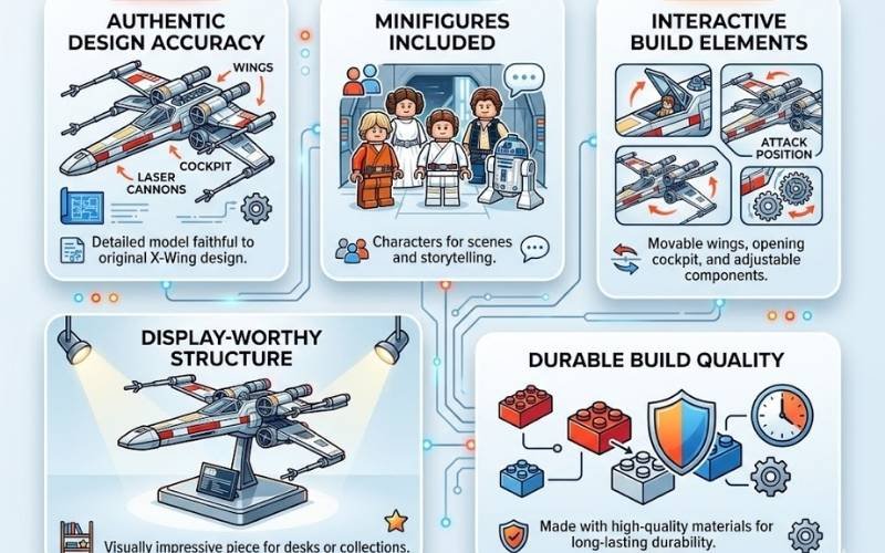 Key Features of Luke’s Red Five X-Wing Lego