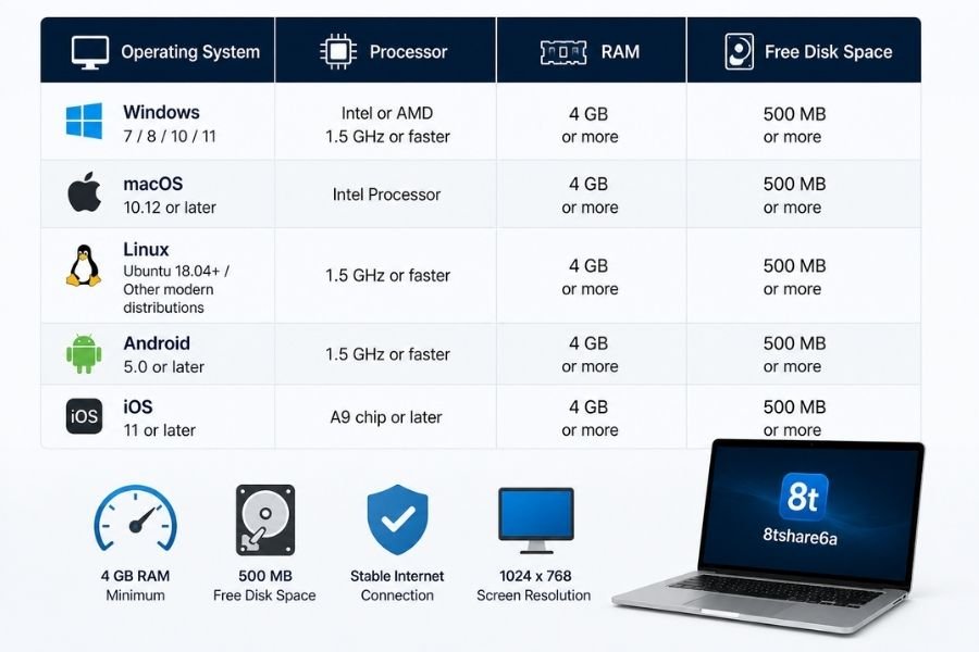 8tshare6a Software System Requirements